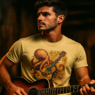 Octopus Spela Guitar Vintage Music Art T Shirt