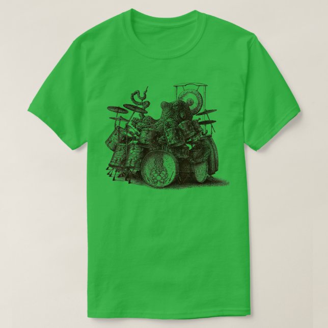 Octopus Spelar Drums Art Drummer Drumming Musicia T Shirt (Design framsida)