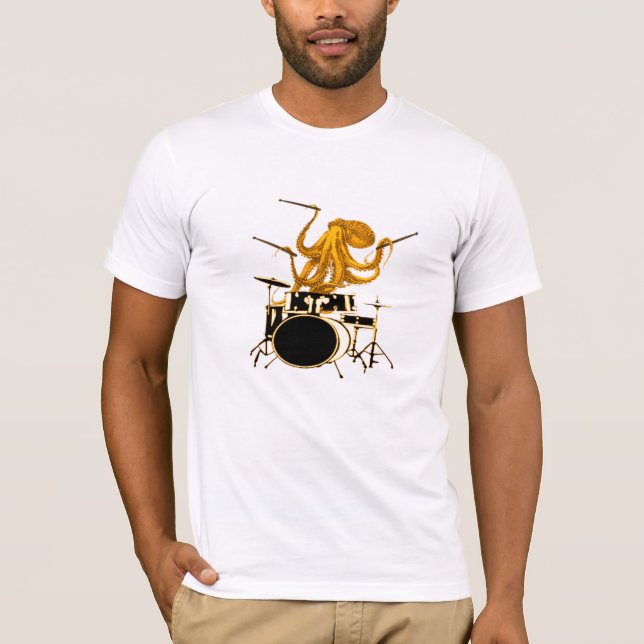 Octopus spelar trummor trumskjorta T-skjorta T Shirt (Framsida)
