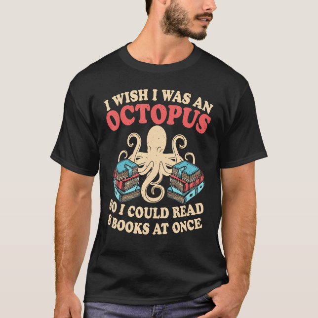 Octopus  Spirit Animal Kraken Book And Sea Animals T Shirt (Framsida)