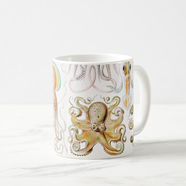 Octopus Squid, Gamochonia av Ernst Haeckel Kaffemugg (Framsida höger)