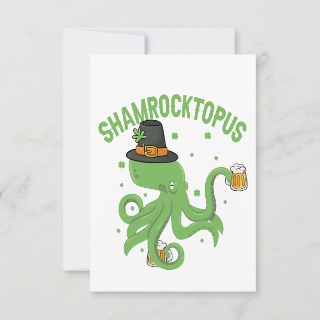 Octopus St patricks day Shamrocktopus Leprechaun Tack Kort (Framsida)