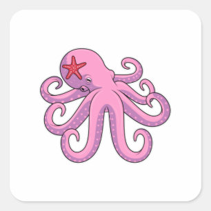 Octopus Starfish Fyrkantigt Klistermärke