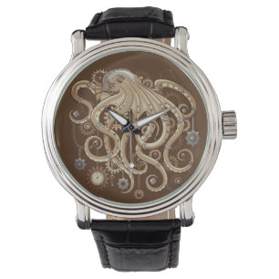 Octopus Steampunk Surreal Retro Stil Maskin Armbandsur