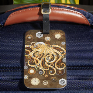 Octopus Steampunk Surreal Retro Stil Maskin Bagagebricka