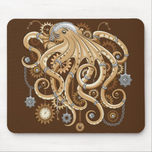 Octopus Steampunk Surreal Retro Stil Maskin Musmatta