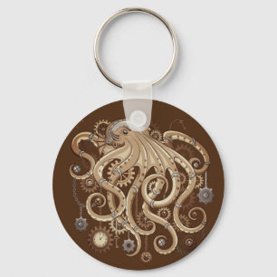 Octopus Steampunk Surreal Retro Stil Maskin Nyckelring