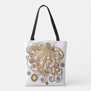 Octopus Steampunk Surreal Retro Stil Maskin Tygkasse