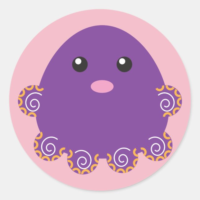 Octopus Sticker Runt Klistermärke (Framsida)