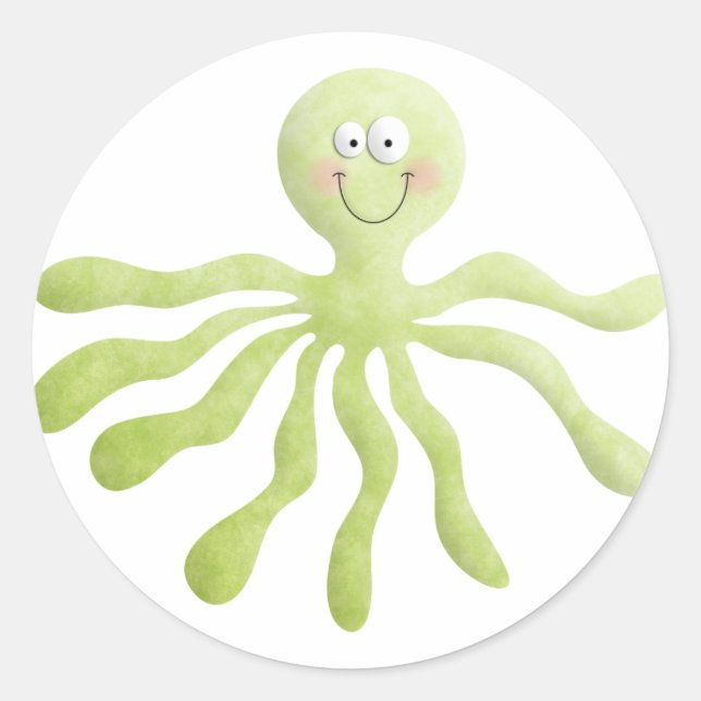 Octopus Sticker Runt Klistermärke (Framsida)