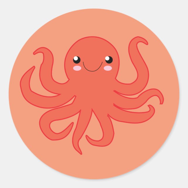 Octopus Stickers Runt Klistermärke (Framsida)