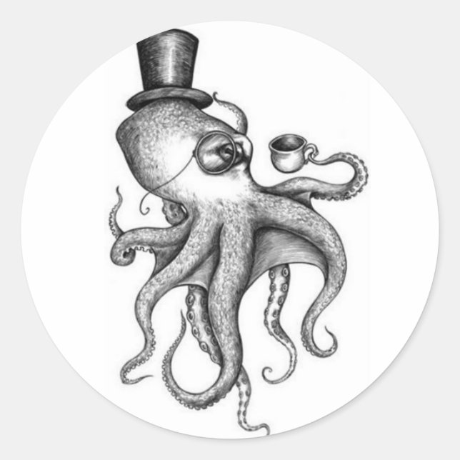 Octopus Stickers Runt Klistermärke (Framsida)