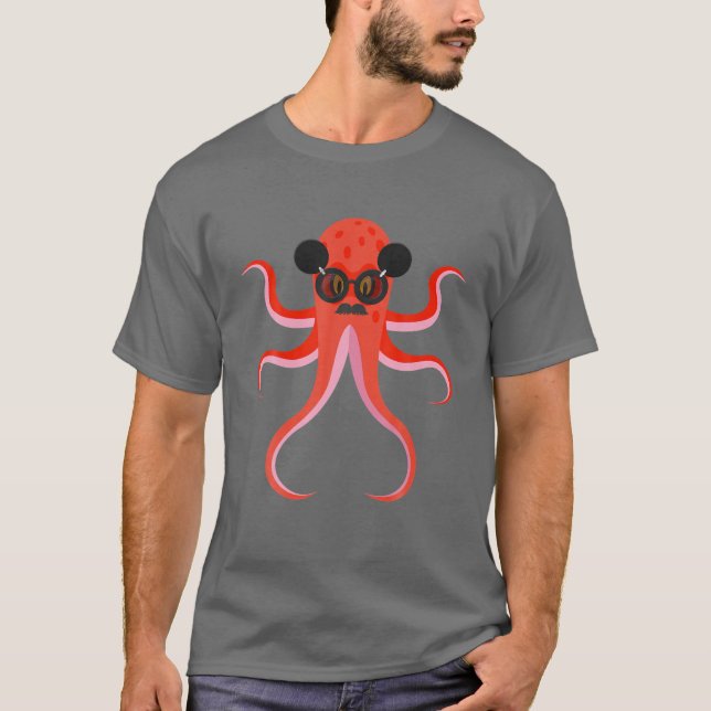 Octopus Sunglass Surfer Funny T Shirt (Framsida)