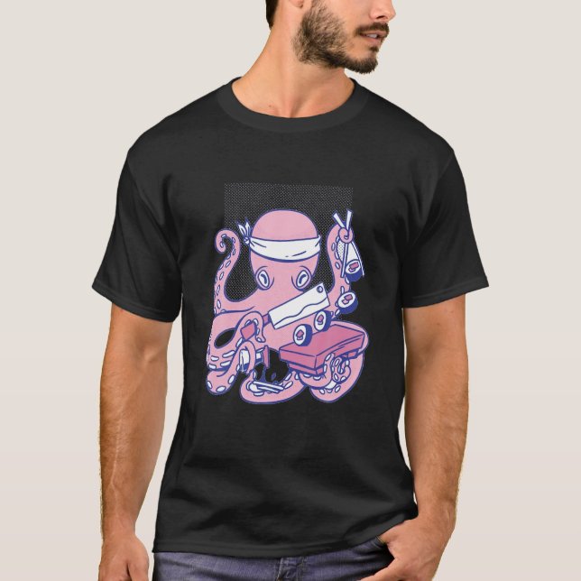 Octopus Sushi Chef T Shirt (Framsida)