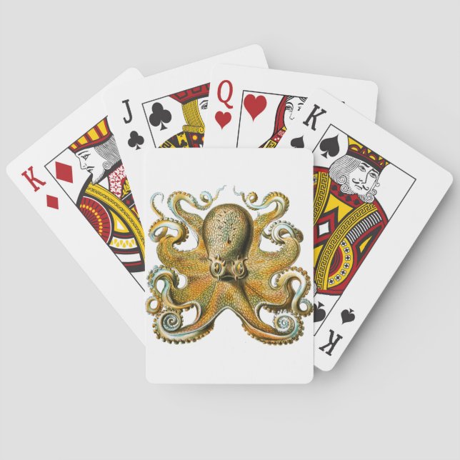 Octopus Teckning Vintage Tentacles Casinokort (Baksidan)