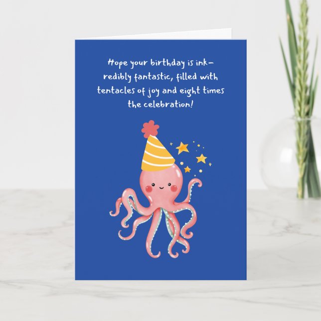 Octopus Tentacle av Joy Stollig Blue Birthday Kort (Framsida)