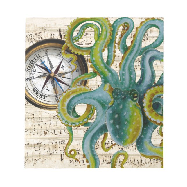 Octopus Tentacles Compass Music Anteckningsblock (Framsida)