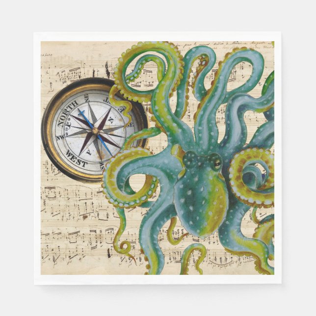 Octopus Tentacles Compass Music Pappersservett (Framsidan)