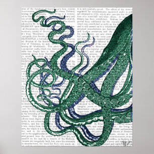 Octopus Tentacles Grönt och Blue Poster