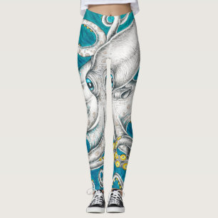 Octopus Tentacles Grönt teal bläck Leggings