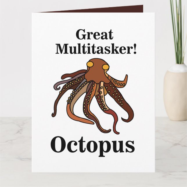 Octopus Tentacles Multitasker Funny Birthday Kort (Framsida)