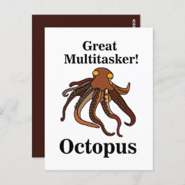Octopus Tentacles Multitasker Funny Vykort