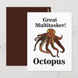 Octopus Tentacles Multitasker Funny Vykort