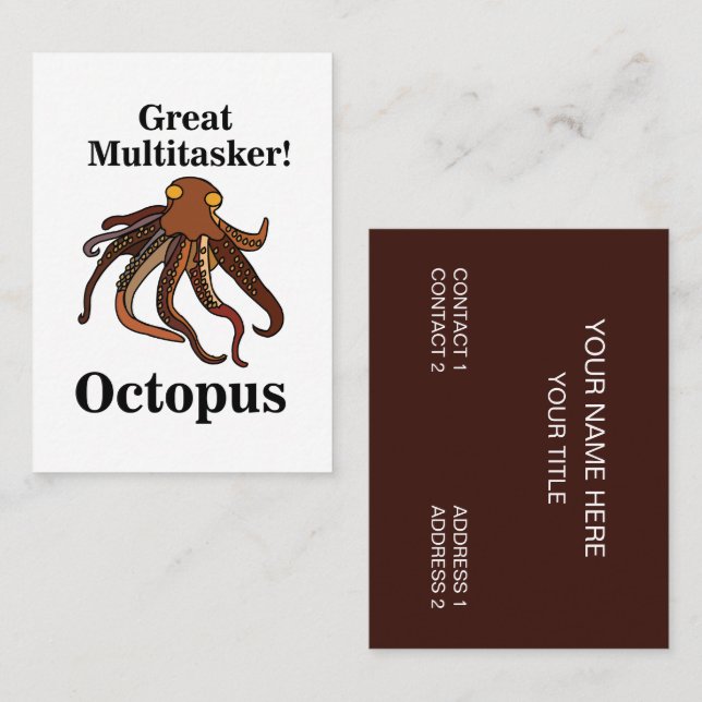 Octopus Tentacles Multitasker Sea Creatures Funny Visitkort (Fram/baksida)
