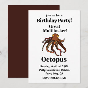 Octopus Tentacles Underbar Multitasker Funny Birth Inbjudningar