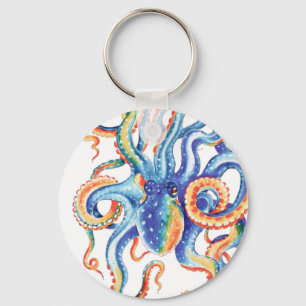 Octopus Tentacles Vattenfärgsfärgad konst Nyckelring