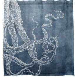 Octopus Twilight Blue Denim WaterColor Art