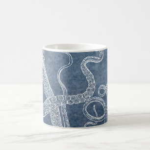 Octopus Twilight Blue Denim WaterColor Art Kaffemugg