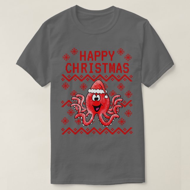 Octopus Ugly God Jul Animal Lover T Shirt (Design framsida)