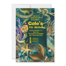 Octopus under havets Sjöjungfru Party Inbjudan