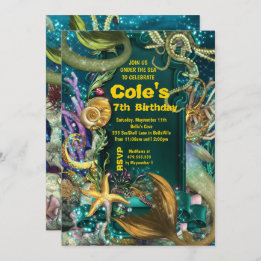 Octopus under havets Sjöjungfru Party Inbjudan