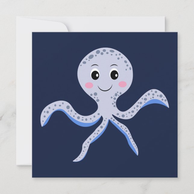 Octopus under havets ungar mönster anteckningskort (Framsida)