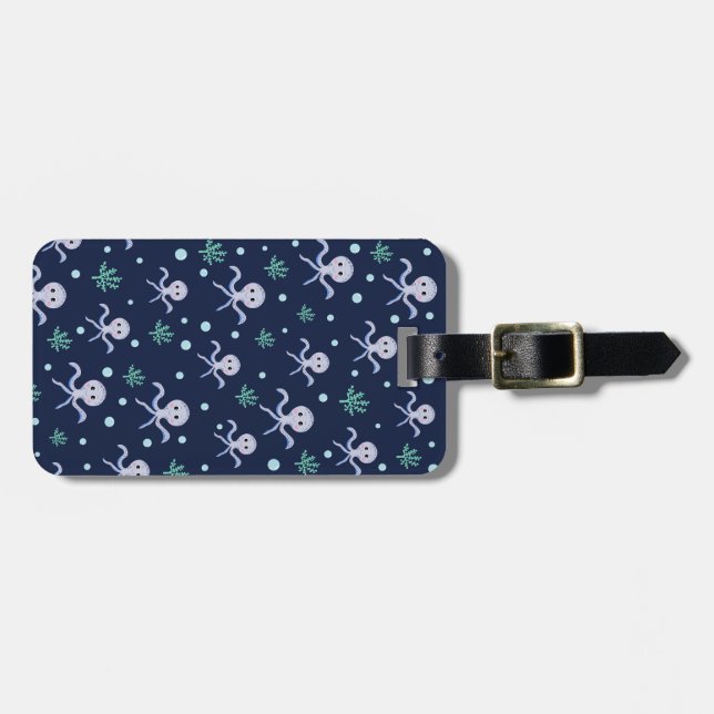 Octopus under havets ungar mönster bagagebricka (Horisontell Framsida)