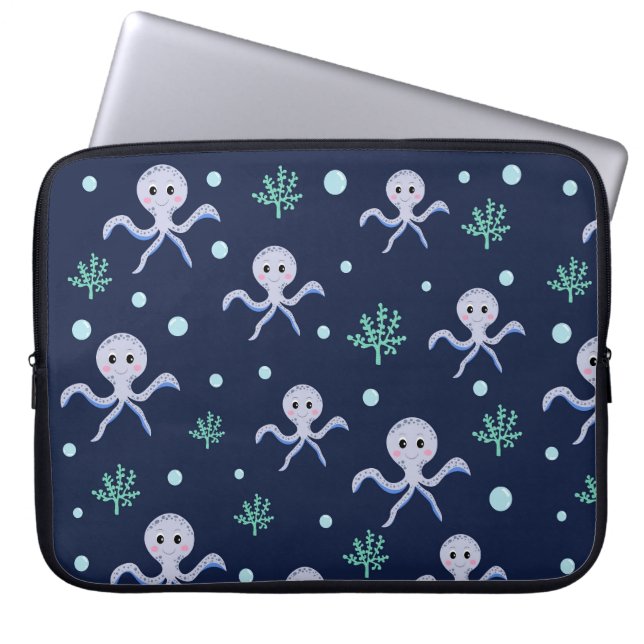 Octopus under havets ungar mönster laptop fodral (Framsidan)