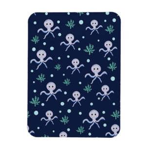 Octopus under havets ungar mönster magnet