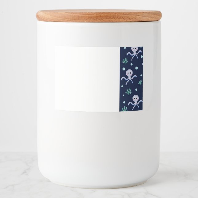 Octopus under havets ungar mönster mat etiketter (Framsida)