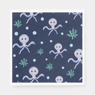 Octopus under havets ungar mönster pappersservett