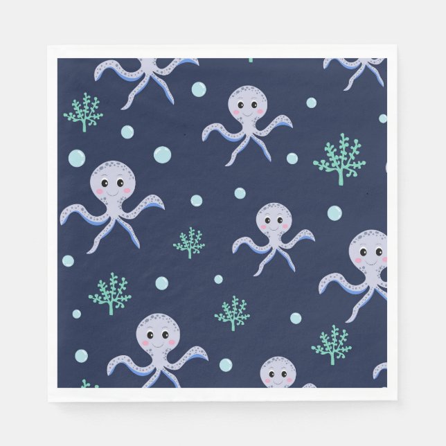 Octopus under havets ungar mönster pappersservett (Framsidan)