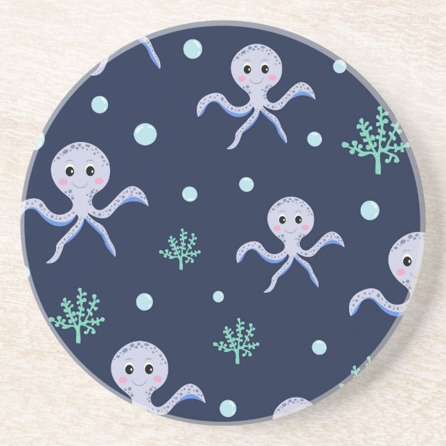 Octopus under havets ungar mönster underlägg (Framsidan)