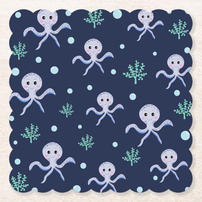 Octopus under havets ungar mönster underlägg papper (Framsida)