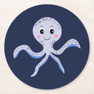 Octopus under havets ungar mönster underlägg papper rund