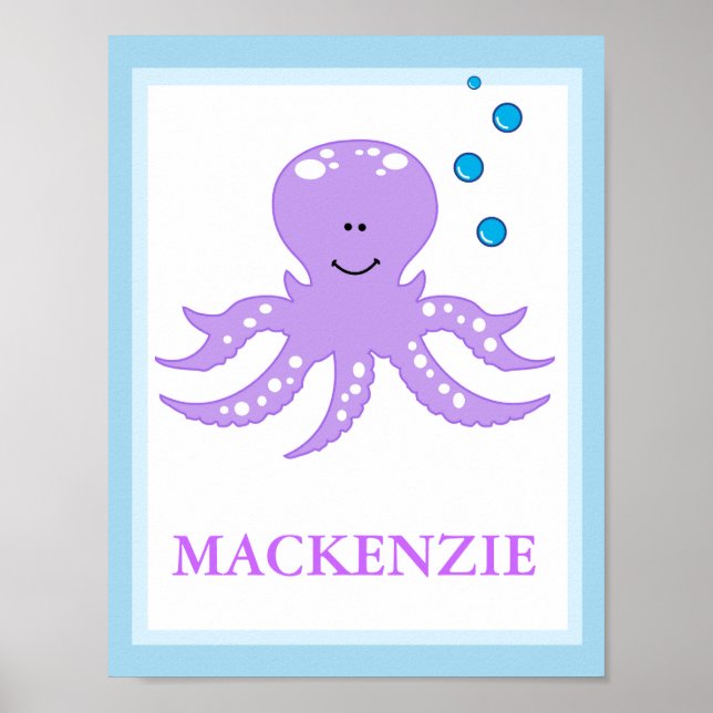 OCTOPUS under Sea CUSTOM NAME PRINT Poster (Framsidan)