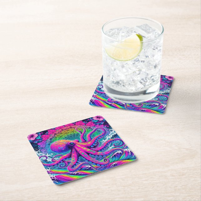 Octopus Underlägg Papper Kvadrat (Insitu)
