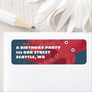 Octopus Undersea Théme Birthday Returadress Etikett