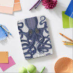 Octopus uppåt och nedåt iPad pro skydd<br><div class="desc">Octopus 9,  Blue by Fab Funky. Uppgradera bilden av en bläckfisk med en bok-sida för en bakgrund.|191862D</div>