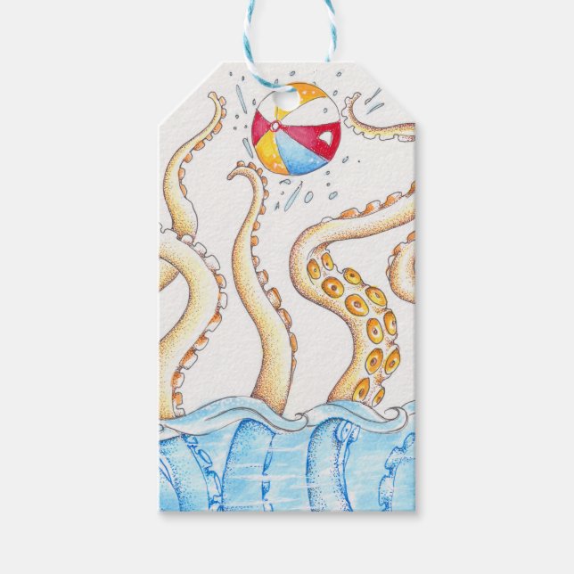 Octopus Upplekningsstrand Boll Presentetikett (Framsidan)